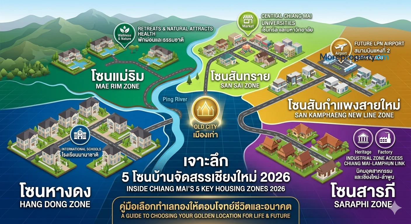 เจาะลึกตลาดบ้านจัดสรรเชียงใหม่ 2026: คัมภีร์เลือก 5 โซนทำเลทอง ให้ตอบโจทย์ชีวิตและอนาคต