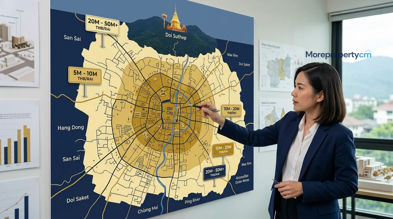 ราคาที่ดินในเชียงใหม่ปี 2569 เปรียบเทียบรายย่านและปัจจัยที่ทำให้ราคาต่างกัน