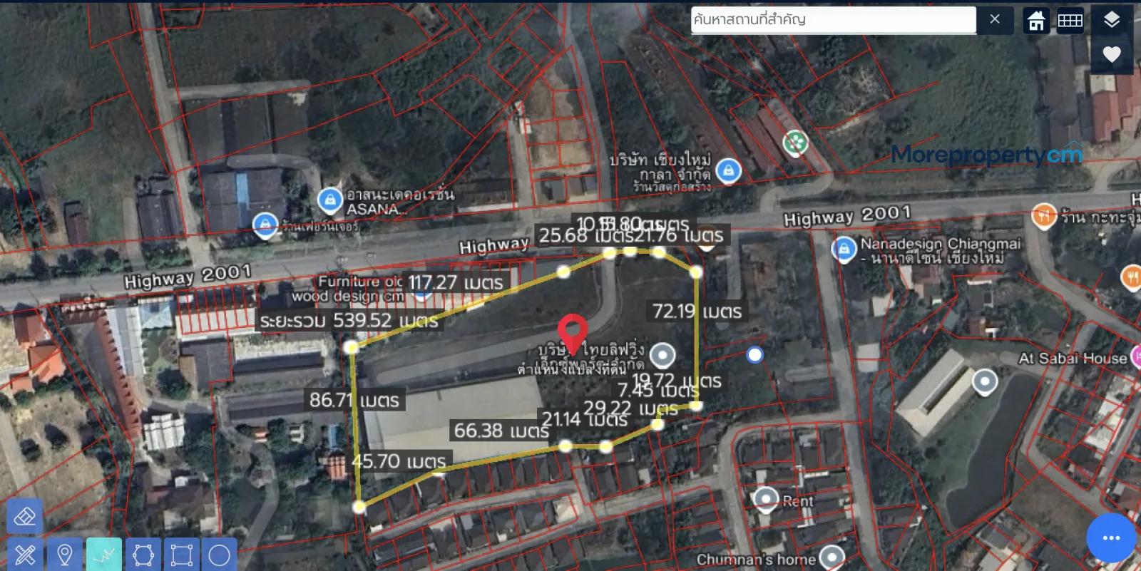 ขายที่ดินผืนใหญ่ 9 ไร่เศษ พร้อมโกดัง 2,975 ตร.ม. ทำเลทองติดถนนใหญ่บ้านถวาย-หางดง - 2