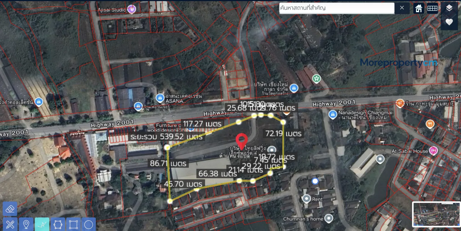 ขายที่ดินผืนใหญ่ 9 ไร่เศษ พร้อมโกดัง 2,975 ตร.ม. ทำเลทองติดถนนใหญ่บ้านถวาย-หางดง - 3