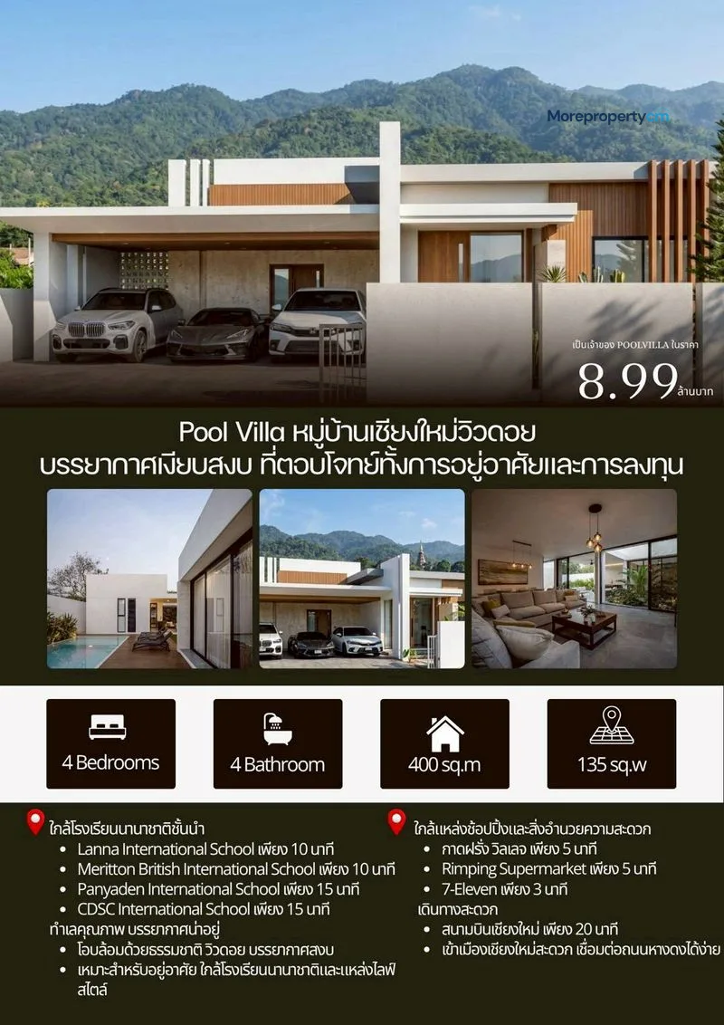 ขาย | พูลวิลล่าสไตล์โมเดิร์น ในหมู่บ้าน เชียงใหม่วิวดอย หางดง - 4